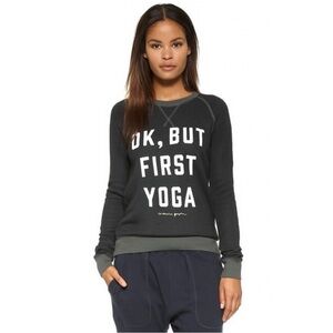 SPIRITUAL GANGSTER Ok, But First Yoga Varsity Old School Pullover Sweatshirt Top